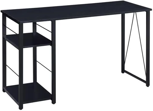 Vista 5 de Acme Vadna - Escritorio de madera con 2 estantes y base de metal abierta en color negro