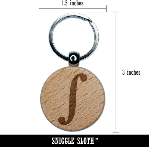 Vista 2 de Sniggle Sloth Integral Math Symbol Engraved Wood Round Keychain Tag Charm
