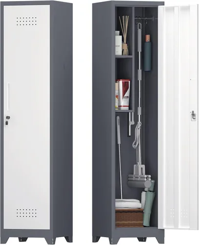 Vista 17 de Armarios de Pared para Garaje, Gabinete de Pared de Metal para Garaje con Puertas con Cerradura, Gabinete de Almacenamiento con Cerradura y Estante