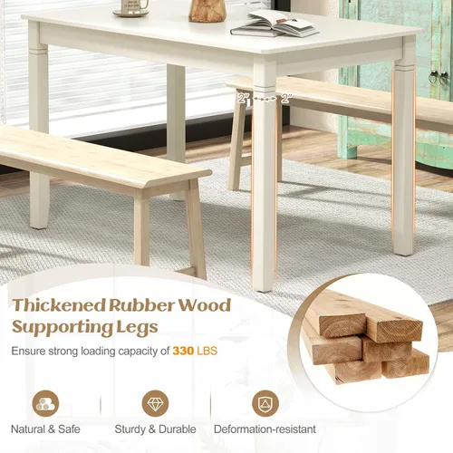 Vista 12 de Giantex Mesa de comedor para 4 personas, mesa de cocina de 48 x 29 pulgadas con patas de madera, mesa de comedor rectangular para espacios pequeños
