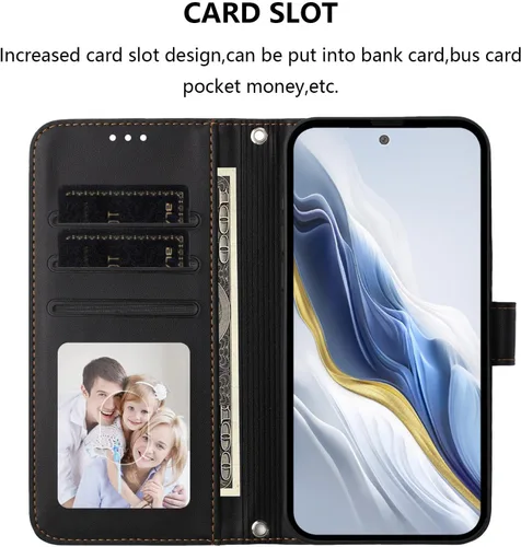 Vista 6 de Funda abatible compatible con Realme P1 Pro, compatible con Realme 12 Pro 5G / 12 Pro Plus 5G 【Correa con cordón】【Cartera con ranura
