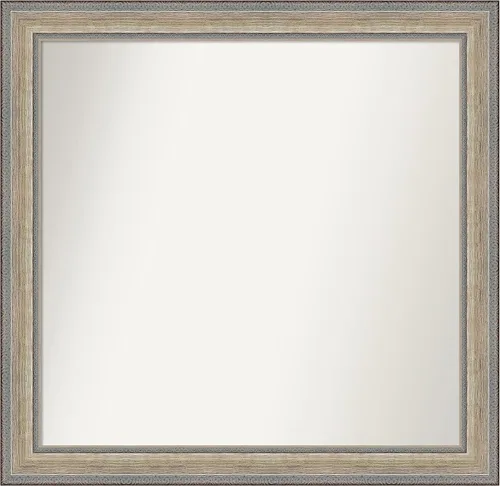 Vista 254 de Amanti Art Espejo de baño plateado para sobre el fregadero, 28 x 37 pulgadas, elegante espejo rectangular de peltre cepillado, marco de madera