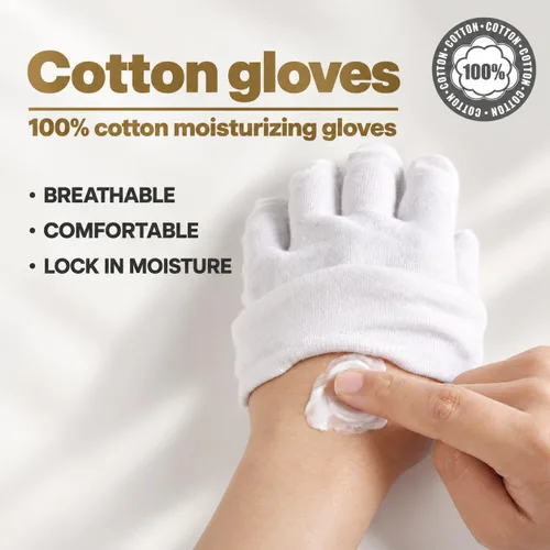 Vista 7 de Guantes de algodón blanco, 3 pares, 0.43 onzas cada uno, suaves y Guantes 100% algodón, más gruesos, no voluminosos, hidratantes nocturnos