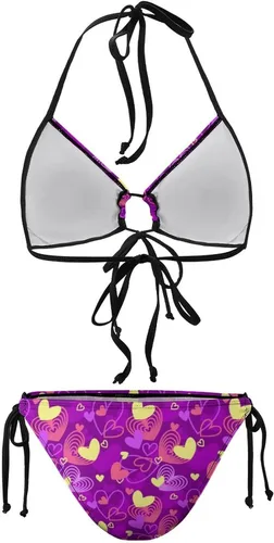 Vista 8 de Bright Mushrooms - Conjunto de bikinis para mujer, diseño de triángulo, 2 piezas, sexy, traje de baño