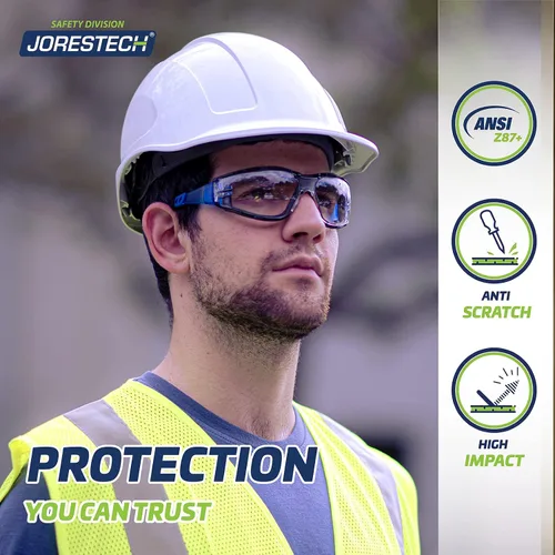 Vista 6 de JORESTECH Safety Glasses with Adjustable Strap - 3 in 1 Converter High Impact Resistance Anti-Fog Azul