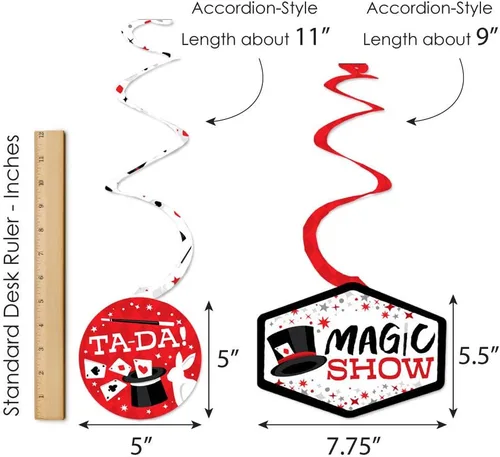 Vista 7 de Big Dot of Happiness Ta-Da, Magic Show - Decoración mágica para colgar en fiestas de cumpleaños, espirales de decoración de fiesta, juego de 40