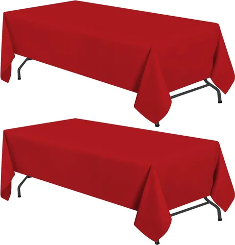 Vista 8 de White Classic WEALUXE Black Table Cloth for 6 Foot Rectangle Tables, 60x102 inches, Water, Stain and Wrinkle Resistant, 200 GSM Washable Poly Fabric
