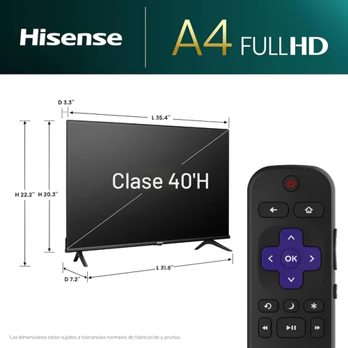 Vista 3 de Hisense Smart Roku TV de 40 pulgadas Serie A4 FHD 1080p con compatibilidad Alexa (40A4NR) - Dolby Audio, diseño de bisel delgado, Asistente de Google