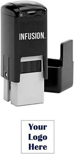 Vista 12 de Infusion Sello de logotipo de goma autoentintado personalizado de 1/2" x 1/2", pequeño, cuadrado, negro