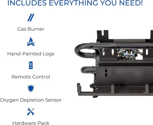 Vista 6 de Duluth Forge DLS-18R-2 Chimenea de doble combustible sin ventilación con troncos y control remoto, uso con gas natural o propano líquido, 30.000