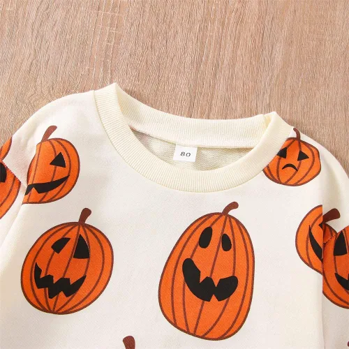 Vista 5 de Conjunto de parche de calabaza para bebé recién nacido y niña de gran tamaño sudadera con capucha
