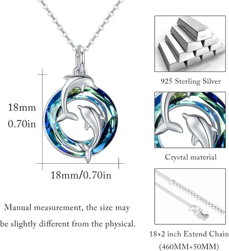 Vista 2 de Collar de delfín de plata de ley 925, regalos para el día de la madre para mujeres