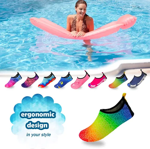 Vista 4 de Calcetines acuáticos flexibles para mujer, zapatos de natación, zapatos de verano al aire libre para deportes acuáticos, piscina, mar, actividades