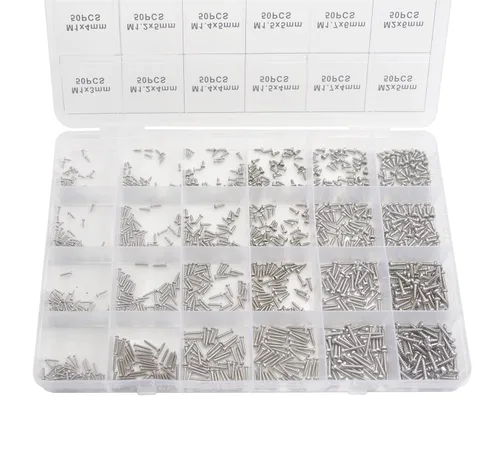 Vista 4 de 24 tipos de tornillos pequeños M1 M1.2 M1.4 M1.5 M1.7 M2, acero inoxidable 304, cabeza Phillips, plana, autorroscantes, kit de surtido M1 M1.2