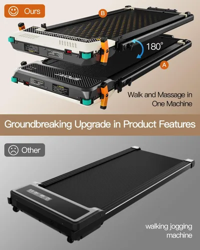 Vista 7 de FUNRAY Versatile Walking Pad Treadmill with Incline - Dual-Sided Under Desk Treadmill with Foot Massage,2 in 1 Walking Pad for Home/Office, Portable