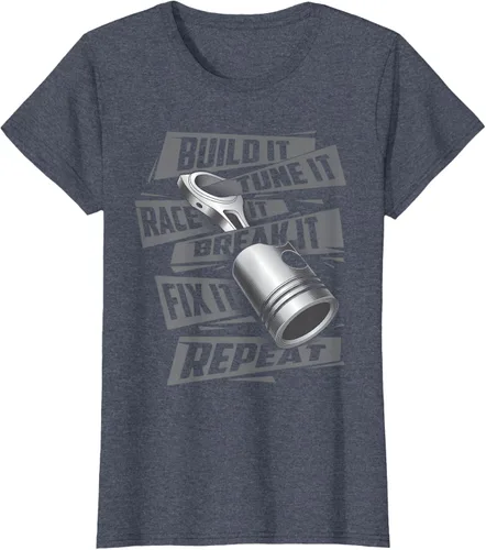 Vista 61 de Build It Tune It Race It Break It - Camiseta para entusiastas de los coches de carreras, talla S Negro