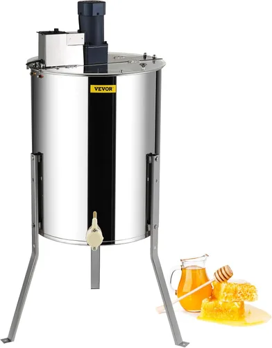 Vista 12 de VEVOR Extractor eléctrico de miel, extractor de miel de 3 marcos con tapa transparente, centrifugadora de tambor de panal de acero inoxidable
