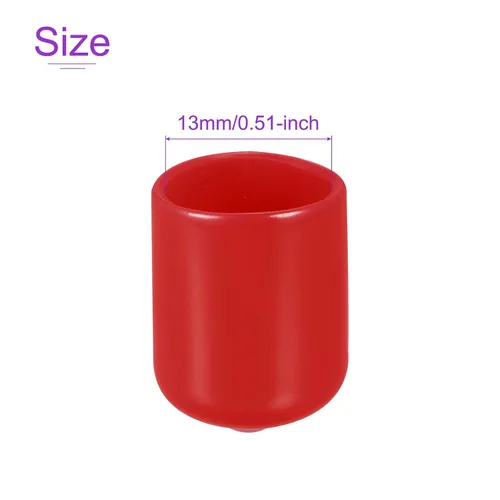 Vista 4 de DMiotech Paquete de 20 protectores de rosca de tornillo rojo de 1/2 pulgada de identificación, tapas de goma para pernos de tornillo, tubería