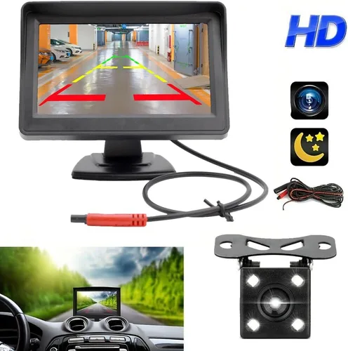 Vista 2 de 4.3 pulgadas TFT LCD coche monitor vehículo vista trasera reversa coche cámara LED aparcamiento sistema para coches, camiones, camionetas, SUV