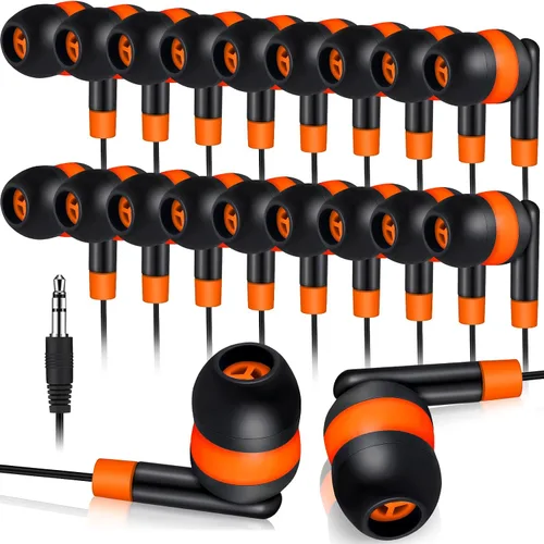 Vista 10 de Kanayu Paquete de 50 auriculares con cable a granel para aula, auriculares básicos con cable para estudiantes, sin micrófono, con conector de 0.138