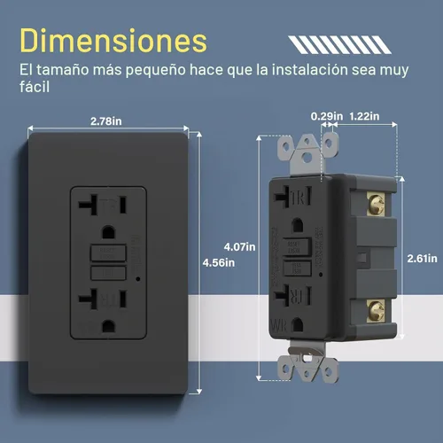 Vista 3 de BSEED - Salida GFCI de 20 amperios, enchufe eléctrico GFI de autoprueba con indicador LED, receptáculo GFCI resistente a la intemperie y Negro