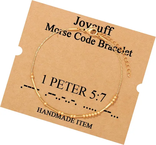 Vista 32 de JoycuFF Pulseras inspiradoras de código morse para mujeres, cuentas de plata, joyería con mantra de motivación, regalos para ella