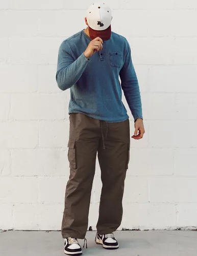Vista 3 de COOFANDY Pantalones cargo casuales para hombre, pantalones deportivos de algodón con cordón