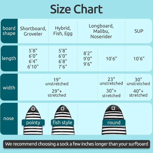 Vista 7 de Funda de calcetín para tabla de surf y funda para tabla de paddleboard Surf Squared - Bolsa protectora elástica ligera para tabla de surf