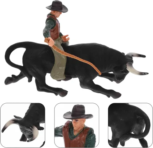 Vista 4 de Toyvian Simulación Western Bull Modelo Adorno Estático Torero Matador Juguete Decoración de Escritorio para Niños Juego Educativo 6.29X4.52X1.57In