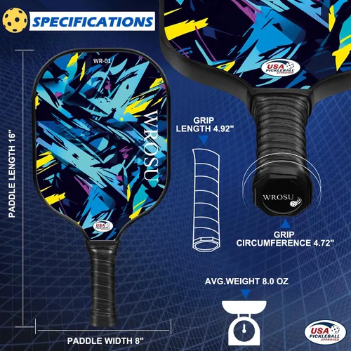 Vista 6 de Carbon Fiber Pickleball Paddles Set of 4 or 2 Rackets,USAPA Approved Pickleballs Equipment with Balls,Bag,Accessories,Carbon Fiber T300 Lightweight