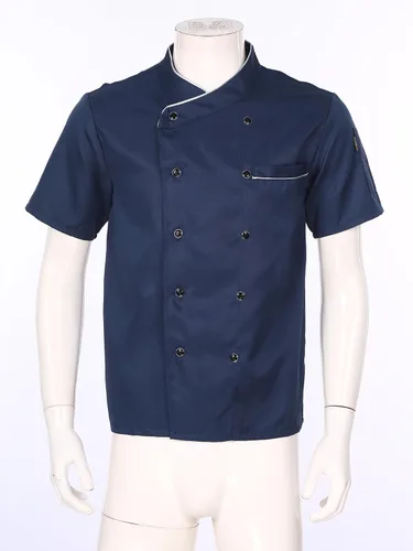Vista 3 de Aislor Abrigo de chef de manga larga, ropa de chef para mujeres y hombres, abrigos de chef con botones, chaqueta de chef personalizada
