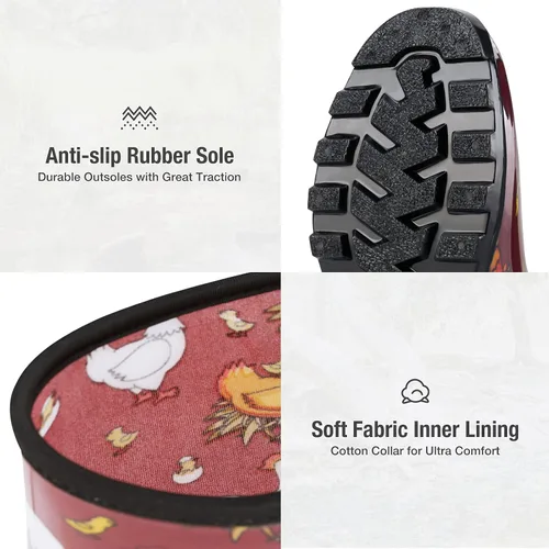 Vista 2 de HISEA Botas de lluvia para mujer, botas de jardín impermeables para mujer, botas de agua hasta la rodilla, suela antideslizante cómoda, 6