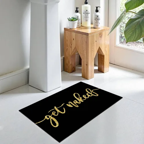 Vista 10 de MUGINYU Get Naked Tapete de Baño, Alfombrillas de Baño Modernas y Divertidas en Blanco y Negro de Secado Rápido Absorbentes Antideslizantes Delgadas