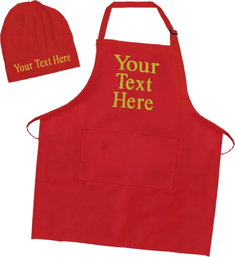 Vista 7 de Juego de sombrero y delantal de chef personalizable, personalizado con cualquier nombre o texto