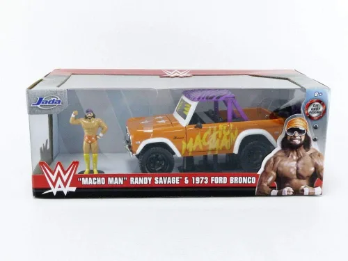 Vista 7 de Jada Toys WWE 1:24 1973 Ford Bronco - Coche fundido a presión con figura de Macho Man Randy Savage de 2.75 pulgadas, juguetes para niños y adultos