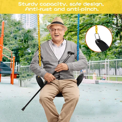 Vista 3 de Asiento de repuesto de asiento de columpio suave de EVA con 2 hebillas de bloqueo, soporta 300 libras, accesorios TreeSwing con ganchos a presión