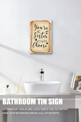 Vista 4 de Zomyto Letrero creativo de pared, con texto en inglés «You're The Sister I Got to Choice», letrero de metal vintage, regalos para la mejor hermana