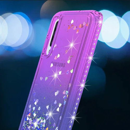 Vista 3 de Funda compatible con Samsung Galaxy A70, Quicksand Glitter Brillante Rhinestone Liquid Colorful TPU Bumper Funda protectora para Samsung Galaxy A70