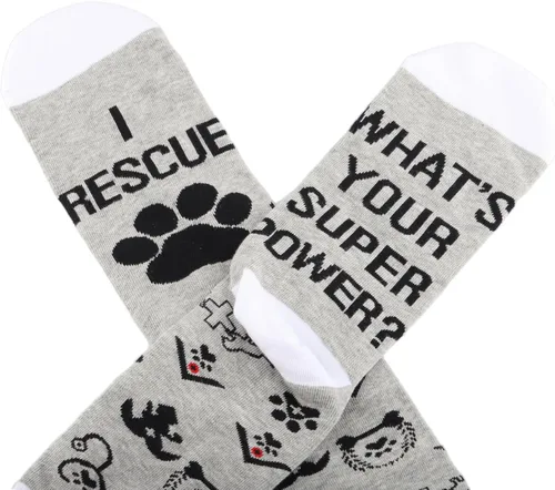 Vista 4 de G2TUP 2 pares de calcetines de regalo veterinario I Rescue What Your Superpower Rescue Animal Gift Dog Rescue Rescue Rescue Gift Dog Lover Gift