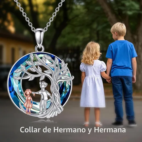 Vista 6 de CRMAD Regalos para hermanas de hermano para hermana, collar de plata de ley, joyería para regalos de cumpleaños y Navidad