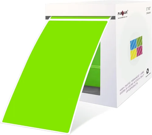 Vista 13 de PARLAIM 5 x 3 pulgadas Rectángulo de colores pegatinas de inventario, 1000 unidades de 4 rollos de etiquetas adhesivas cuadradas para cajas móviles