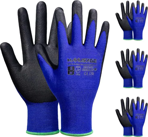Vista 16 de MANUSAGE Guantes de trabajo de seguridad para hombres y mujeres, guantes de trabajo de nitrilo de microespuma, grandes, guantes de trabajo delgados
