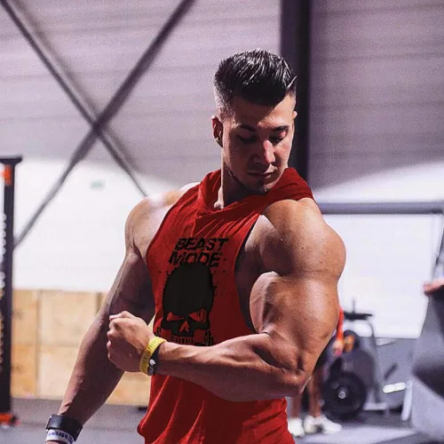Vista 3 de SZKANI Chaleco de entrenamiento sin mangas con estampado de calavera para hombre