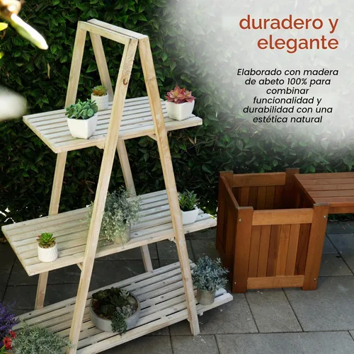 Vista 6 de Alpine Corporation MBB168 Estante de almacenamiento triangular de madera moderno de 3 niveles, 50 pulgadas de alto, acabado natural
