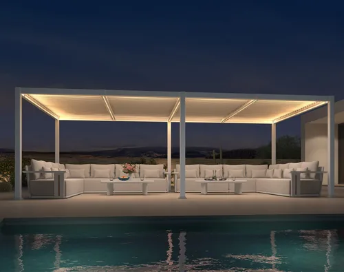 Vista 27 de PURPLE LEAF - Pergola con listones de 11 x 18 pies, marco de aluminio blanco para patios