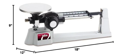 Vista 2 de Ohaus - 80000037 Dial-O-Gram Acero Inoxidable Carga Superior Mecánica Triple Beam Balance con Placa de Acero Inoxidable, Masas de Tara y Fijación