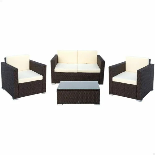 Vista 2 de Muebles de Jardín Aktive Negro Crema 128 x 72 cm