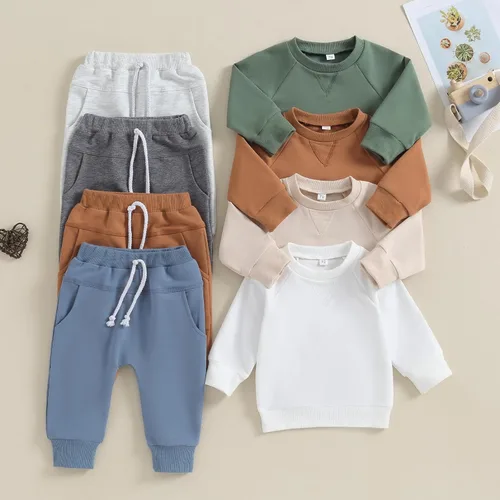 Vista 7 de Foidiccx Conjunto de ropa de 2 piezas para bebés y niños pequeños para otoño e invierno