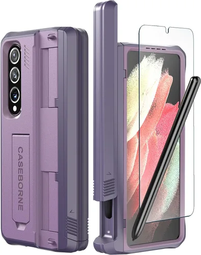 Vista 6 de CaseBorne V - Funda compatible con Samsung Galaxy Z Fold 4, funda protectora de cuerpo completo con cubierta de bisagra semiautomática
