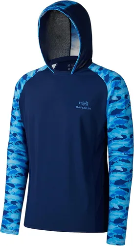 Vista 14 de BASSDASH Camisa de pesca de rendimiento UPF 50 para hombre, sudadera con capucha de camuflaje de manga larga FS17M